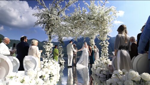 Villa Balbiano Jewish Wedding on Lake Como Italy, Enzoani Bridal Gown